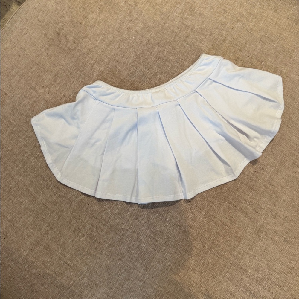 COACHELLA MINI SKIRT- White Pleated Women's elastic mini Skirt-skort size S- NEW